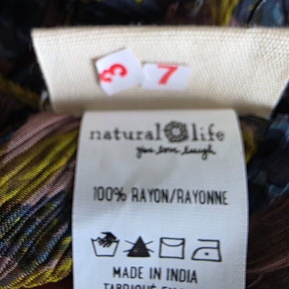 NEW Natural Life Blouse Top Floral Sheer Pleated Oversized Ruffles Flowy Size M - Picture 8 of 8